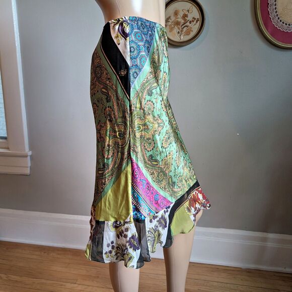 Vitntage Y2K Dress Midi Skirt Silk Floral Paisley Fairycore Grunge Size Small - Picture 2 of 9